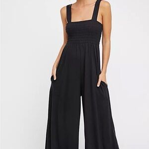 Free People Black Wide-Leg Jumpsuit
